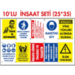 Inşaat Uyarı Levhası 10'lu Hazır Paket 25x35