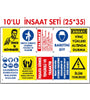 Inşaat Uyarı Levhası 10'lu Hazır Paket 25x35